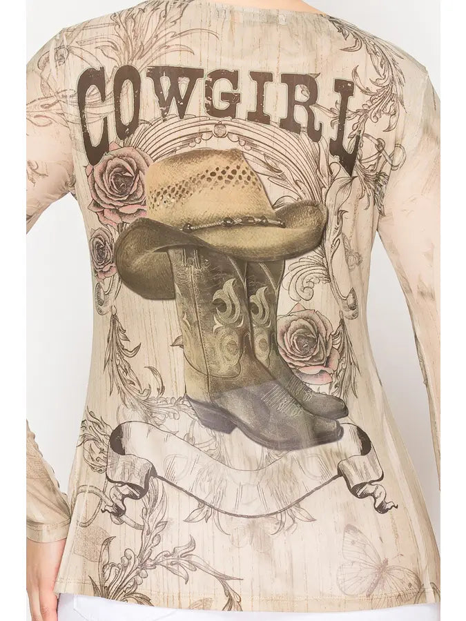 Sand Lace Cowgirl Blouse