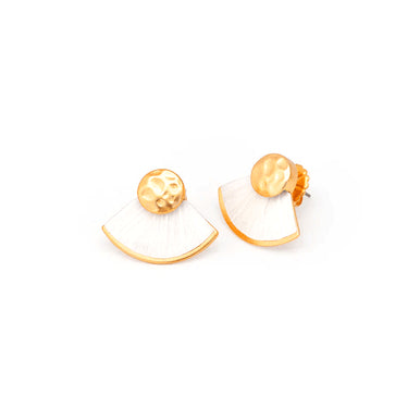 Bianca Stud Fan Rooster Feather Earrings