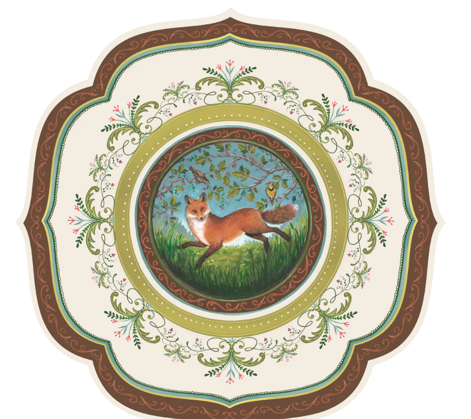 Die-cut Fanciful Fox China Placemat-12 Sheets