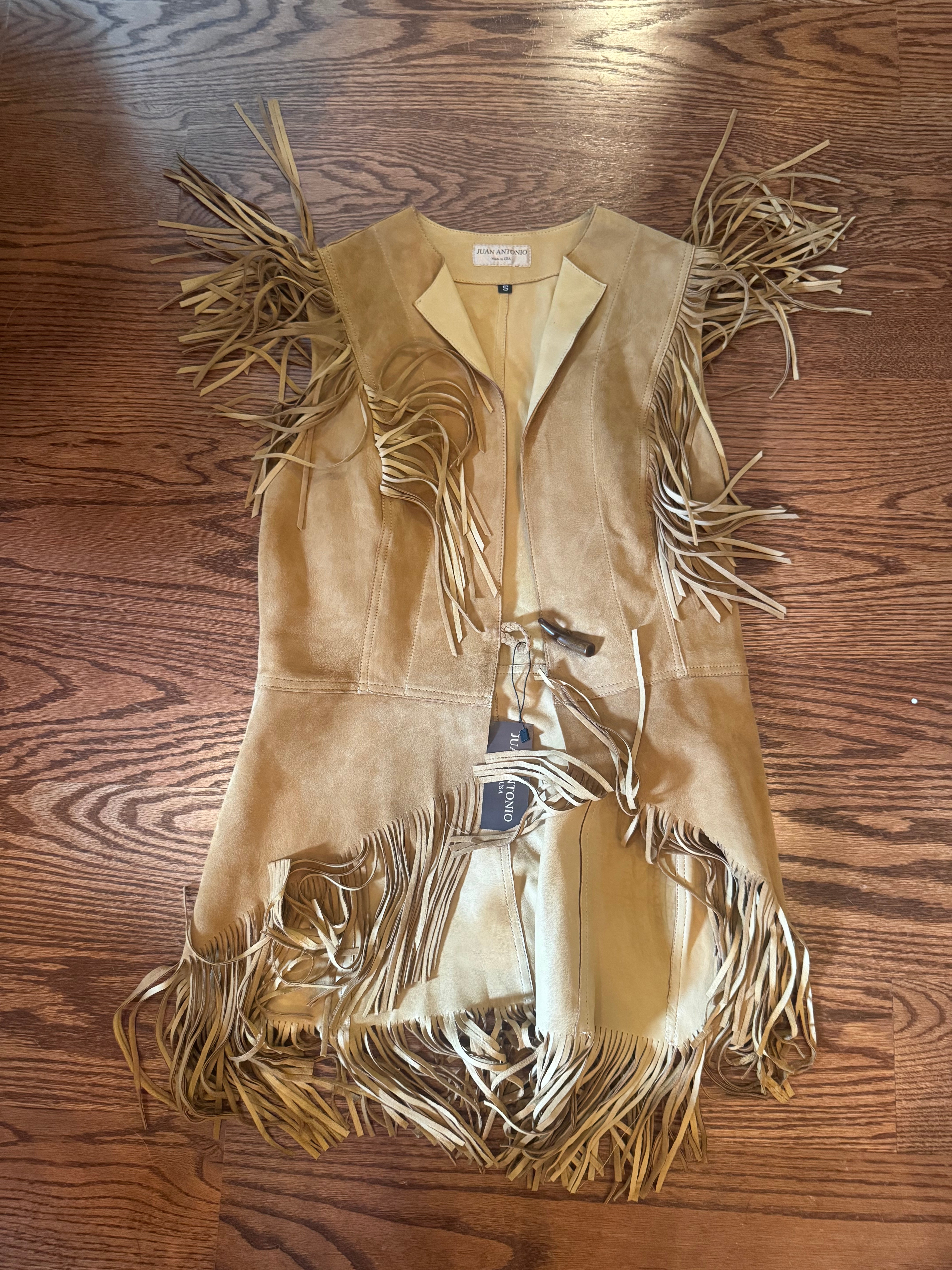 Juan Antonio Suede Tan Fringe Vest