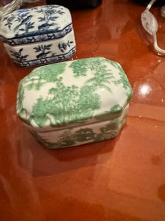 Porcelain Box Green & Cream Colored Box with lid