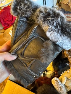 Dk Brown Shearling Rabbit Gloves