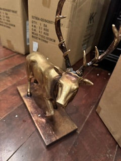 Antiqued Gold Standing Elk Deer