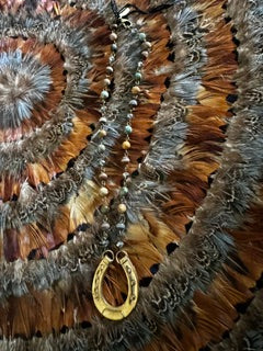 EKD - African Turquoise Jasper & Crystal Rosary Chain with Brass Horseshoe