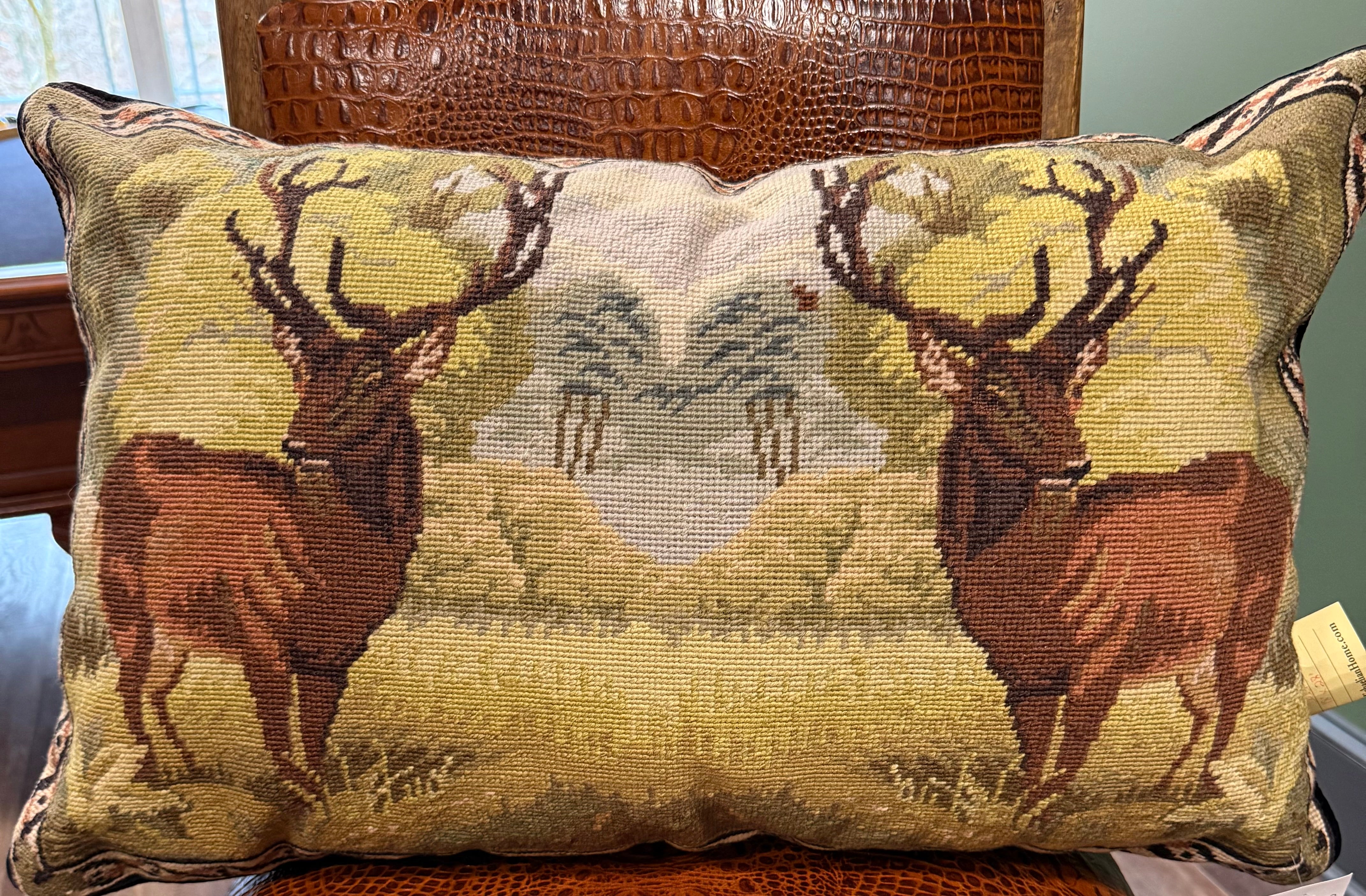 Buck Needlepoint Lumbar Pillow