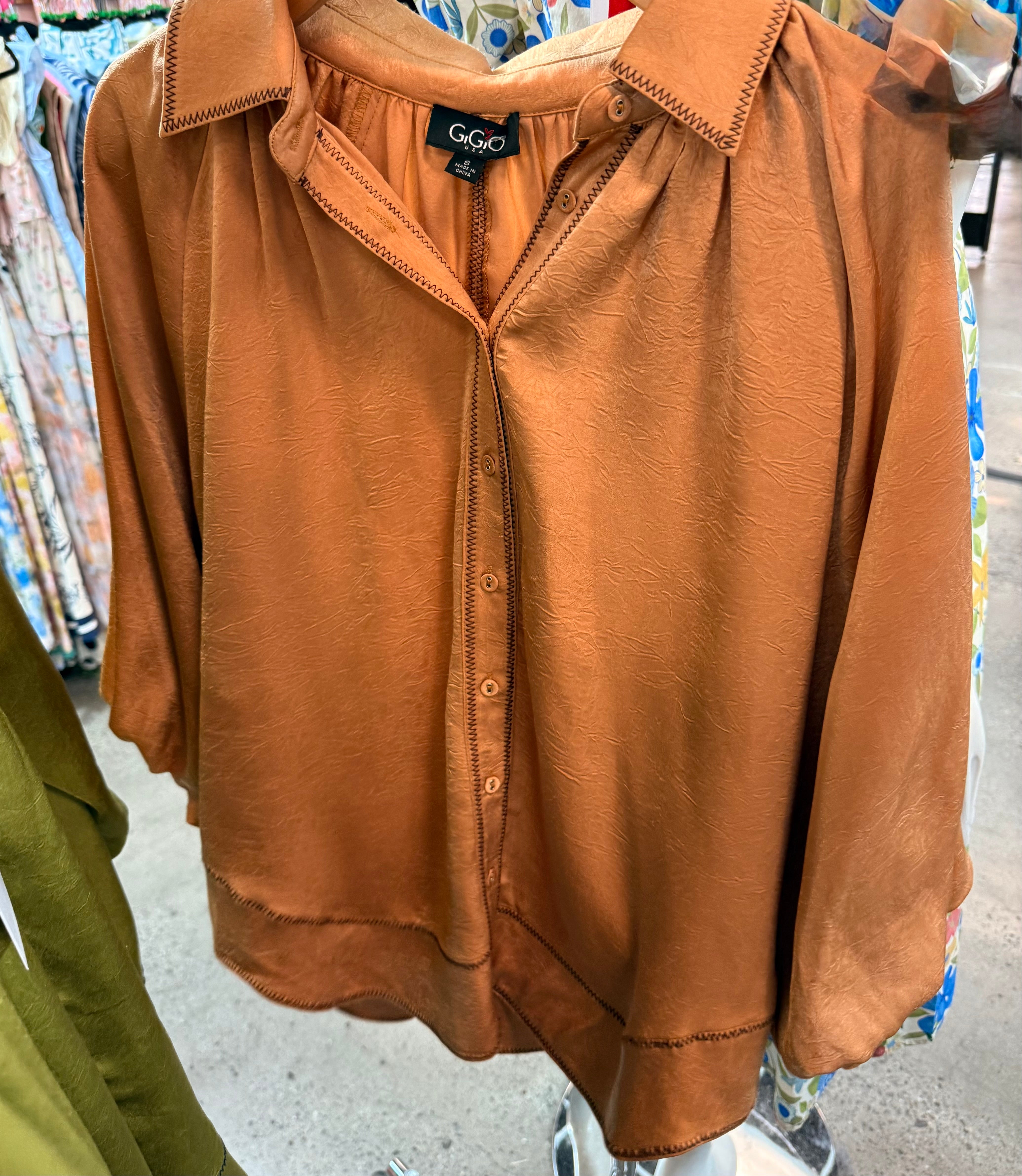 Elegant Stitched Button Down Blouse