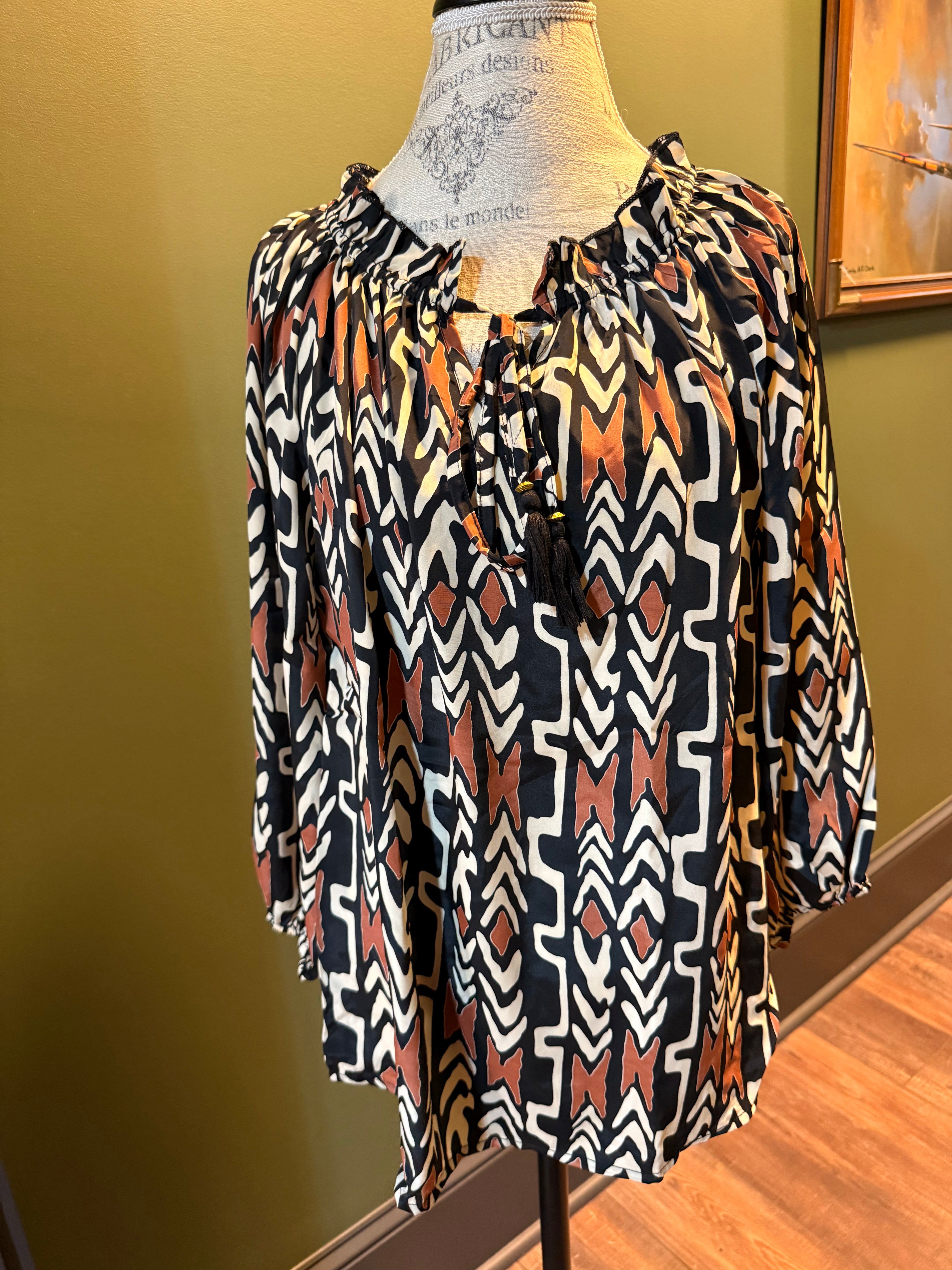 Brown & Black Printed Blouse