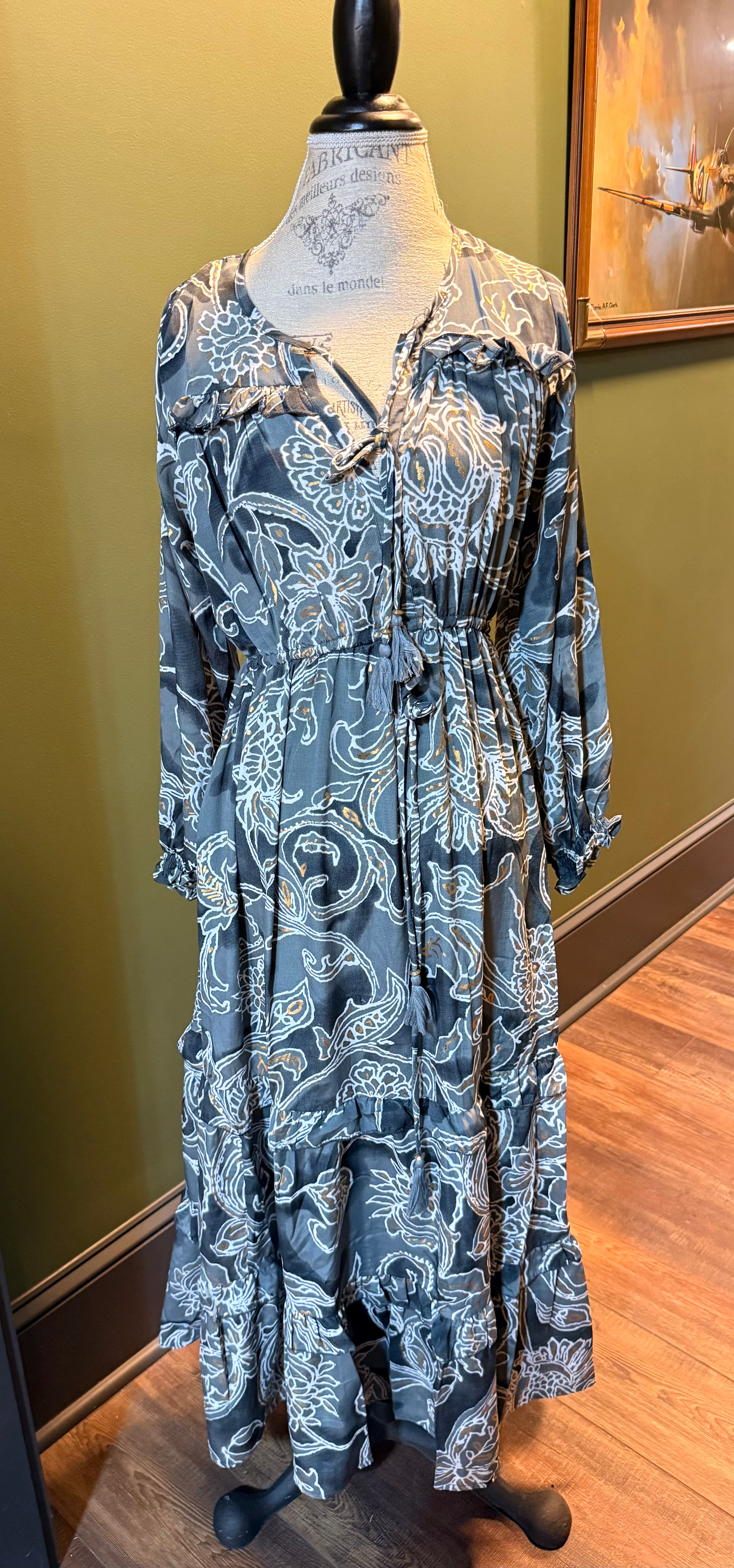 Black and Silver Maxi Dress