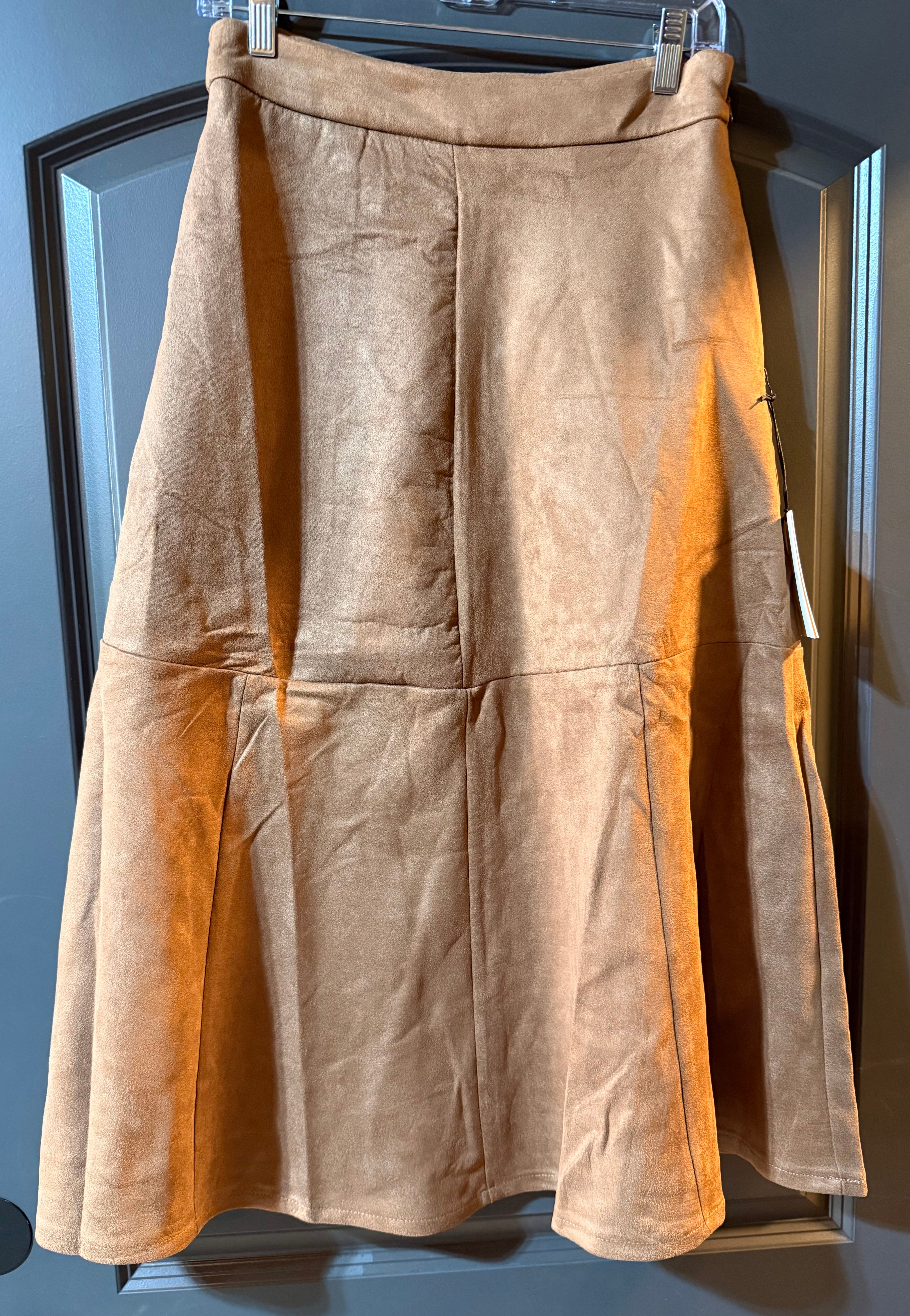 Faux Suede Midi Skirt