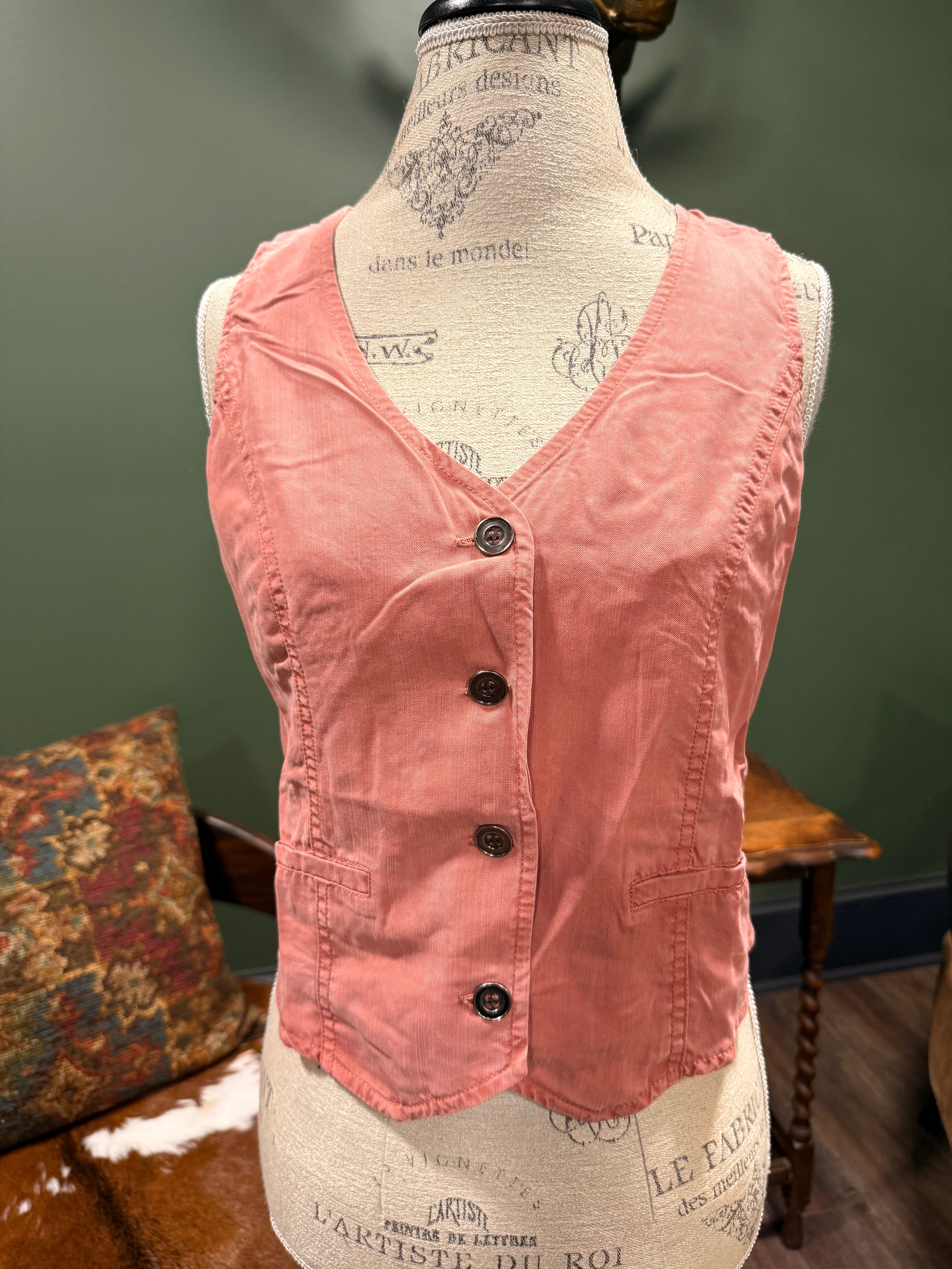 Classic Cut Button Up Tencel Vest