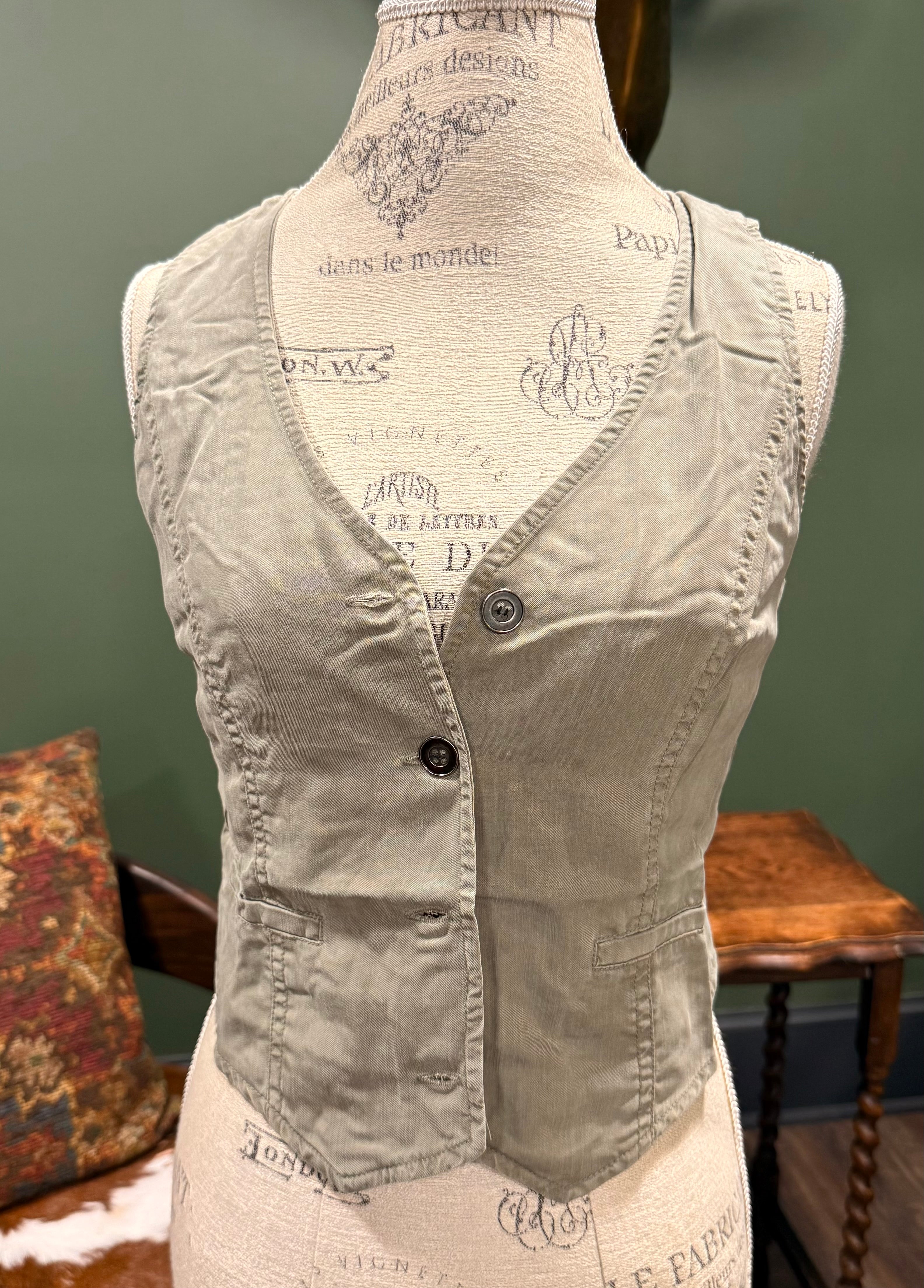 Classic Cut Button Up Tencel Vest