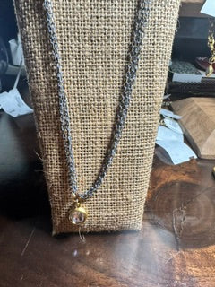 Gray Blue chain with Diamond Pendant CV Designs