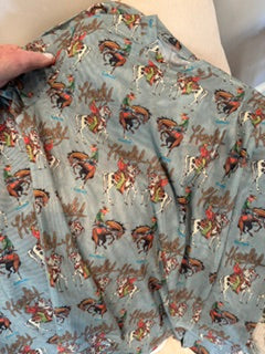 Turquoise Haven Blue Mesh Howdy Cowboy on horse print