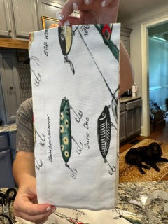 Old Friends Kitchen towel 18 X28 Fishing Lures