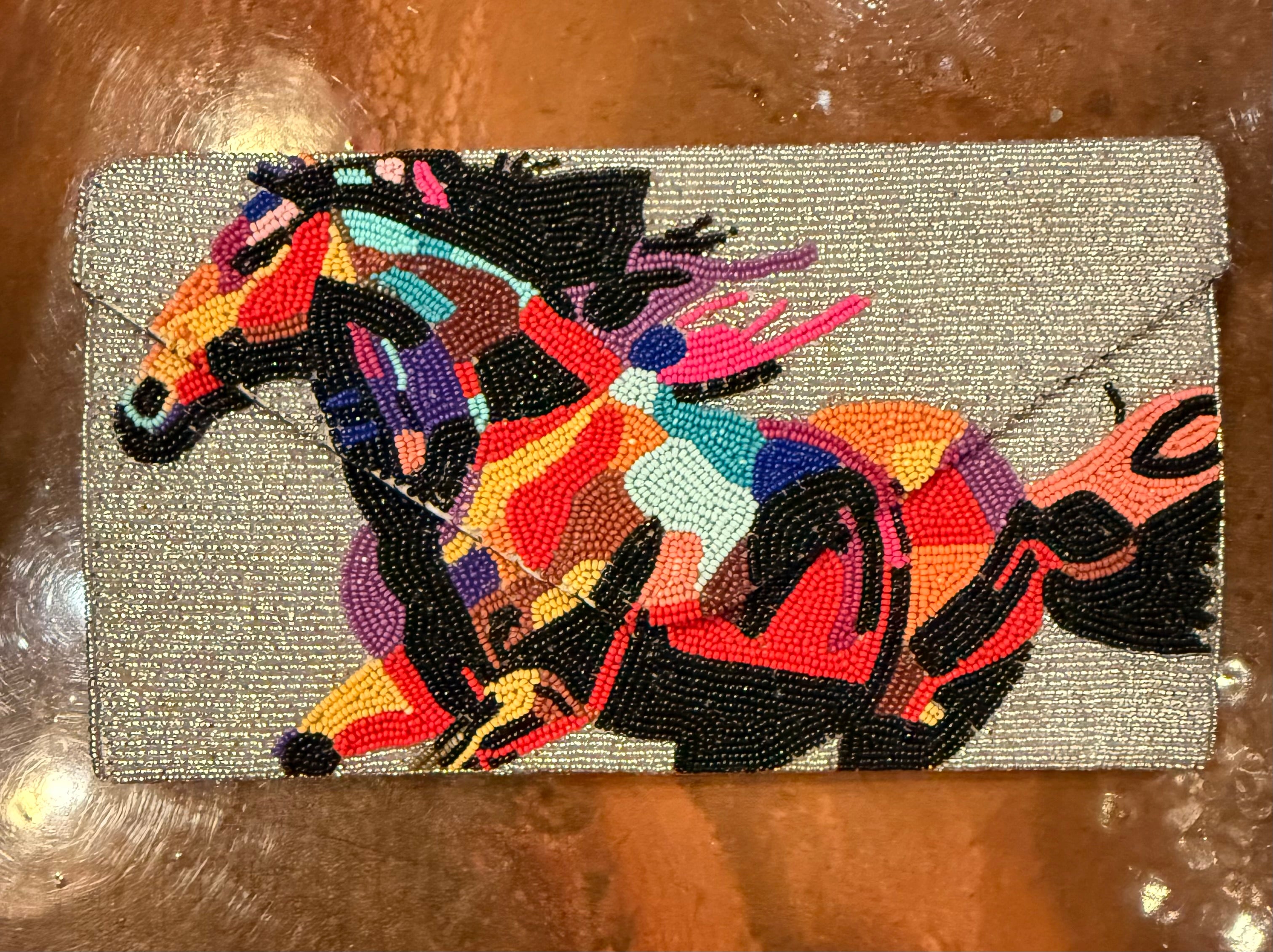 Beaded Running Horse Purse Clutch