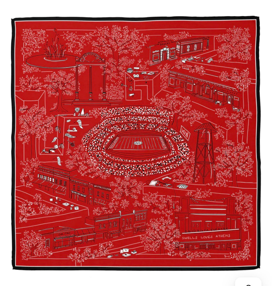 Swells Athens Ga Silk Scarf