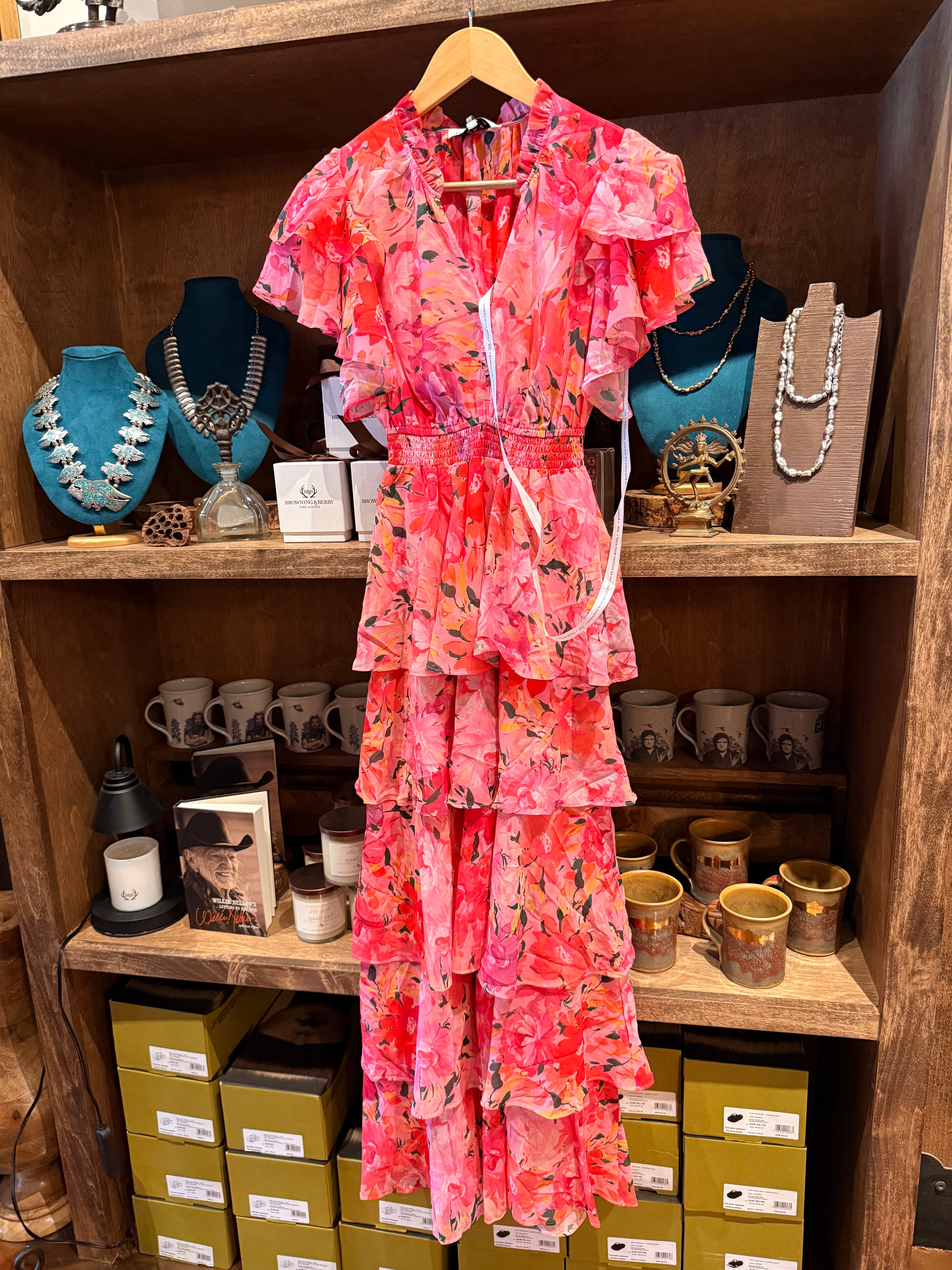 Hot Pink Floral Maxi Dress