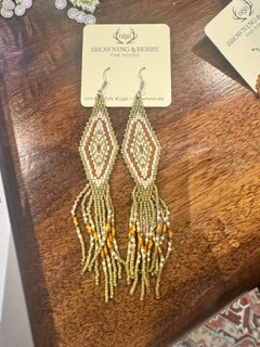 Diamond Shape with fringe olive green beading