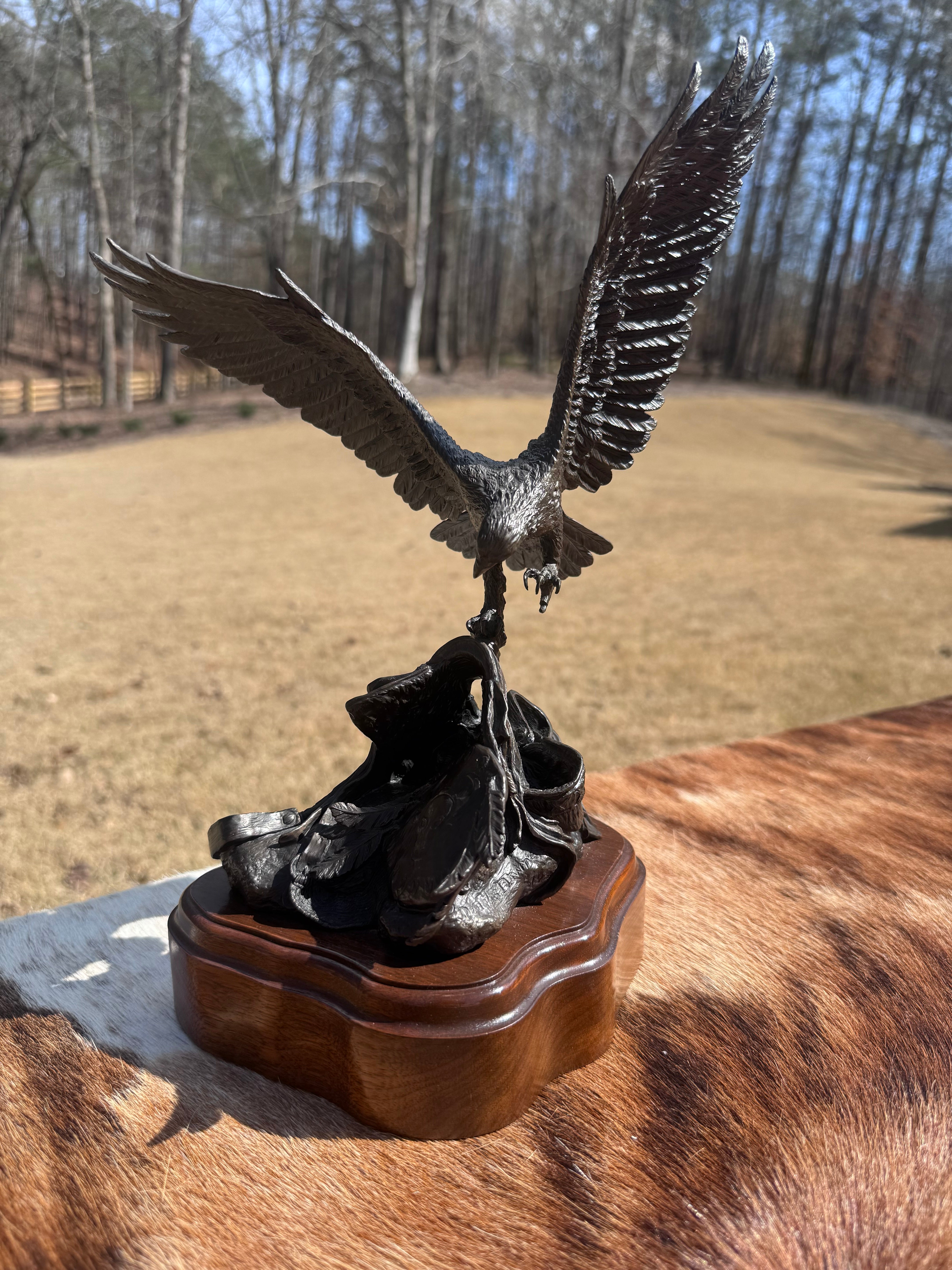 Eagle on Saddle Bronze Sculpture