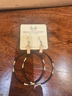 Hoop Earrings with black seed beads