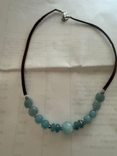 Paige Wallace Angelite mixed stones Suede SS clasp