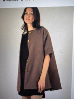 Mocha 3/4th sleeve button up wool jacket
