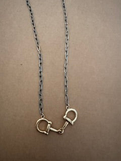 Medium Two Mixed Metal Horse Bit Necklace