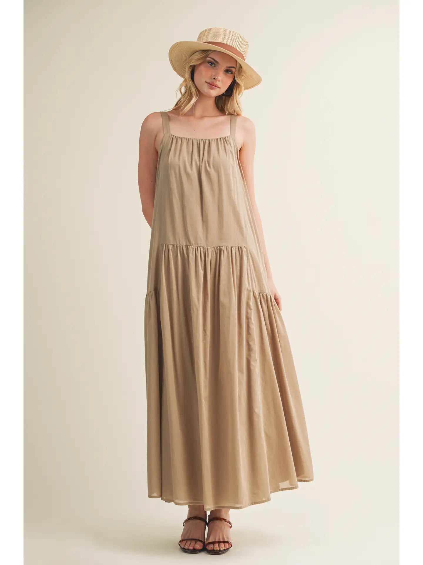 Spaghetti Strap Layered Maxi Dress