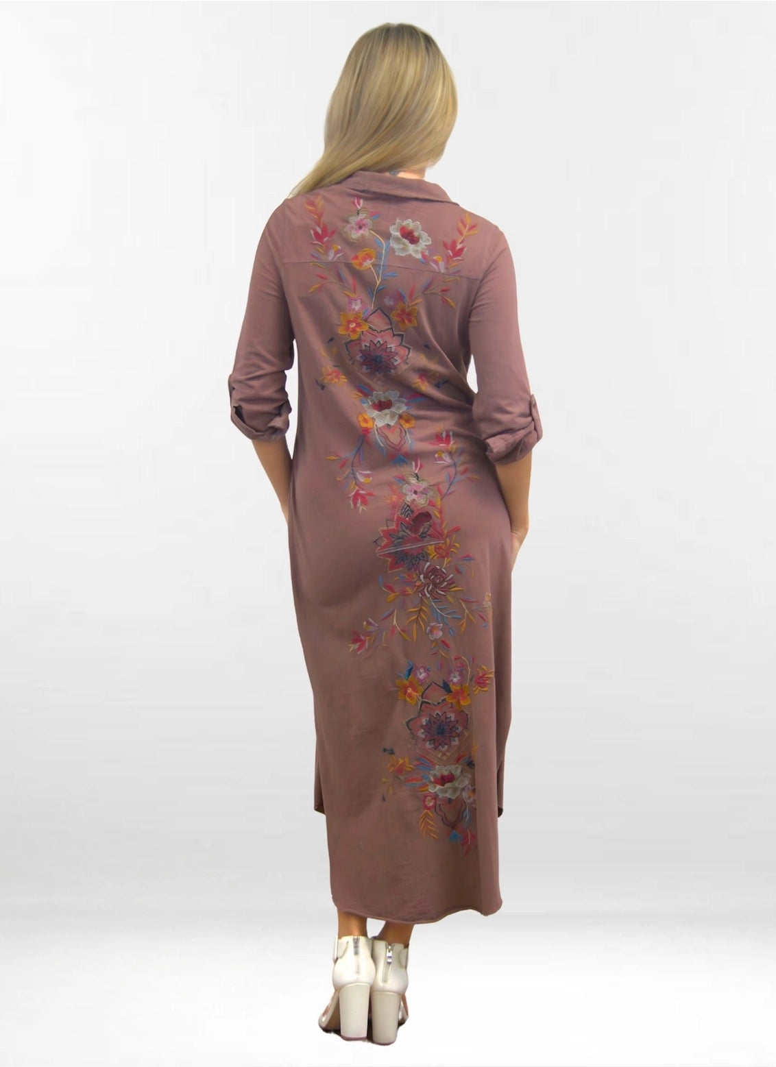 Coco Embroidered Button Front Dress
