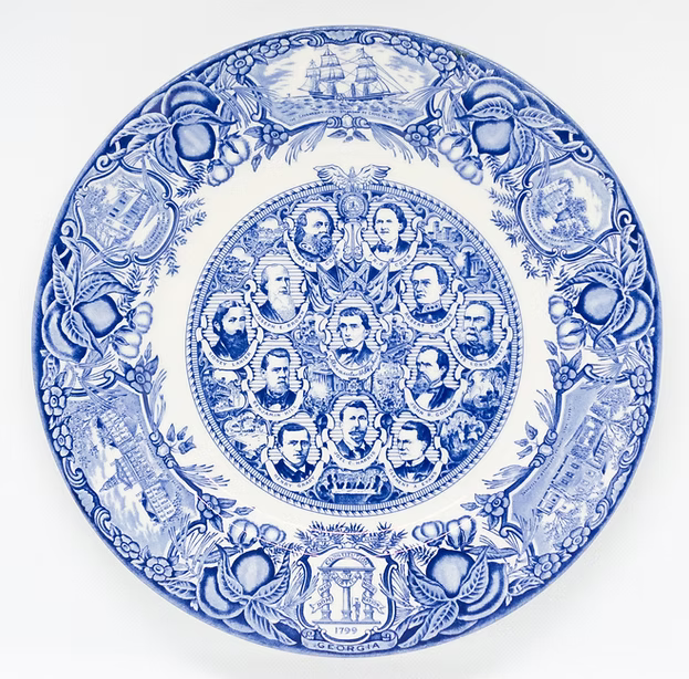 Portrait of Great Georgians Blue Plate