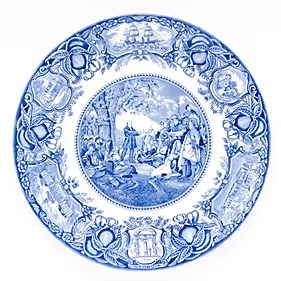John Wesley Teaching Indians Blue Plate