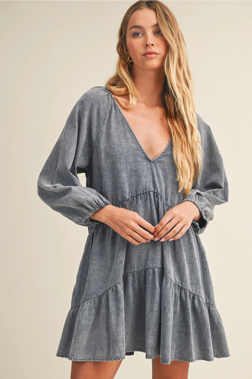 Ink indigo Denim Babydoll Mini Dress