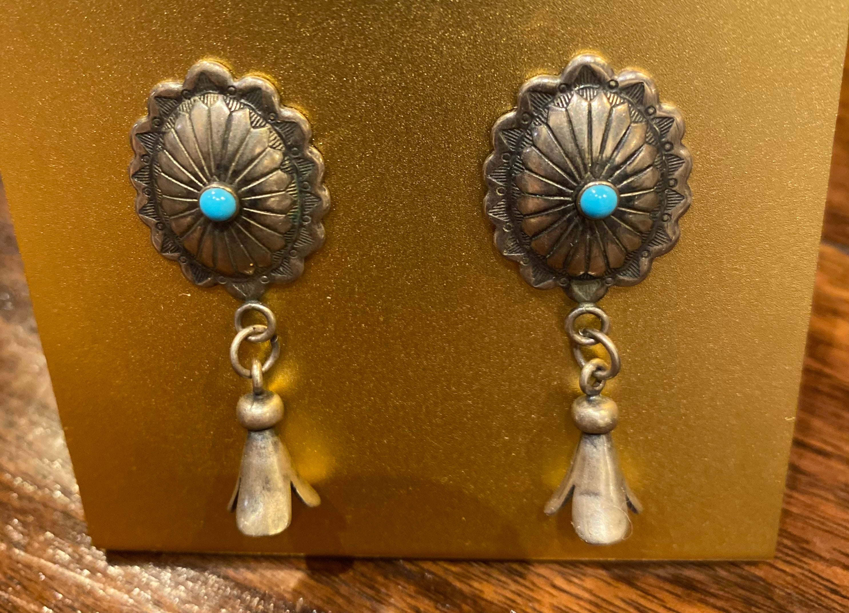 Good Tidings Silver Concho Turquoise Earrings