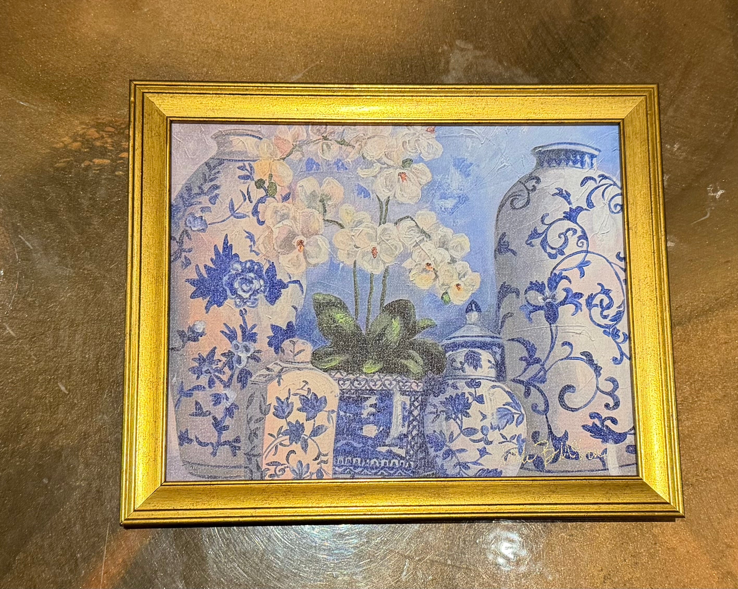 Table Top Chinoiserie Vases with White Orchids