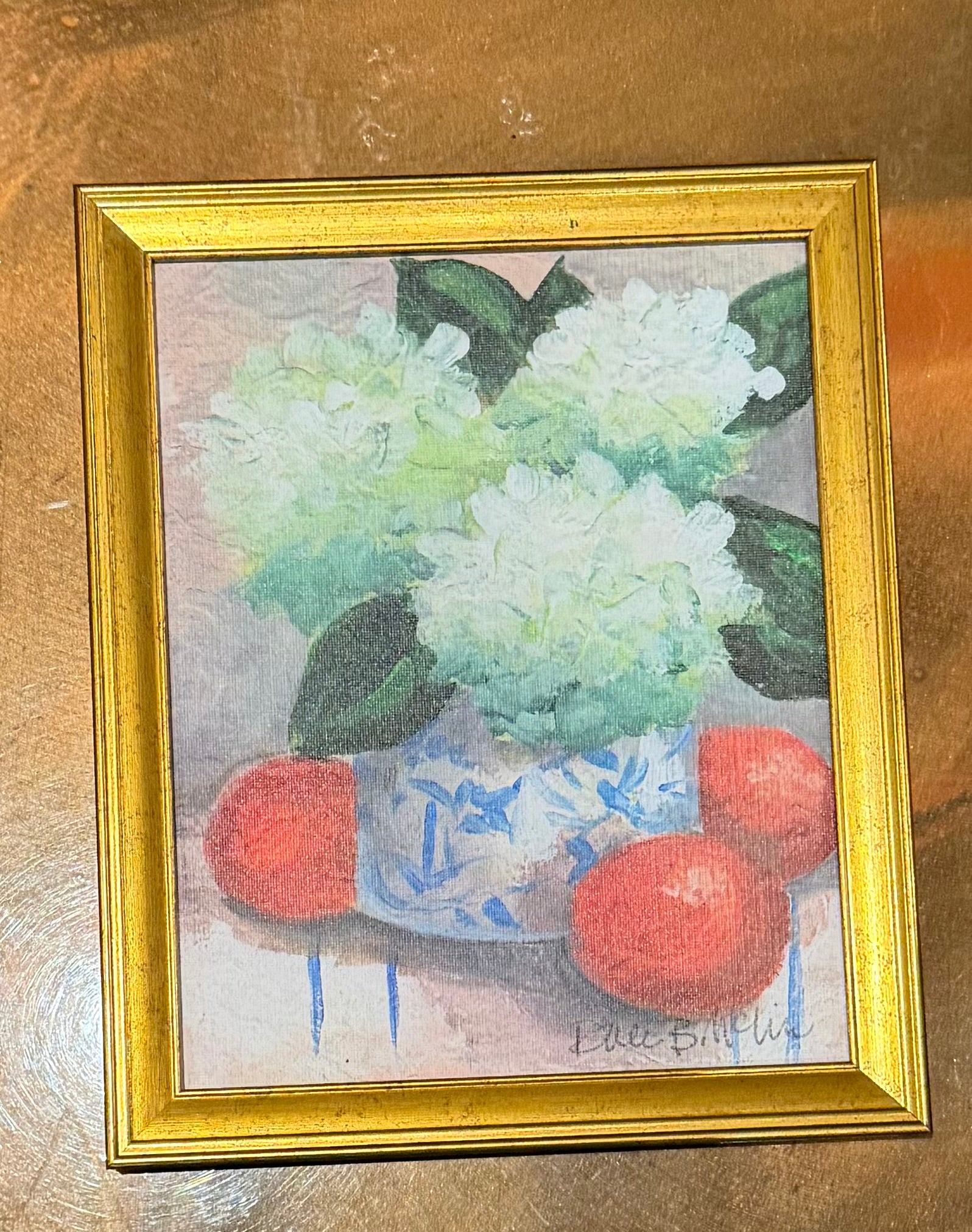 Table Top White Vase with Fruit
