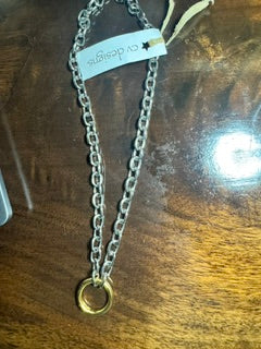 Silver Chain with Gold circle CV Designs