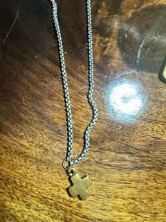 Silver Chain with a small gold cross