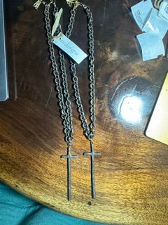 Bronzed Metal Cross on a chain CV Designs