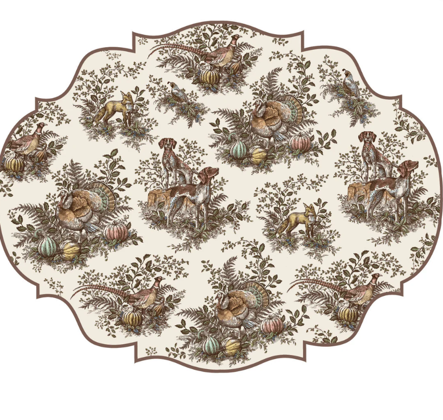Die-cut Harvest Toile Frame Placemat-12 Sheets