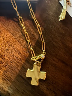Gold Paper Clip Chain with a thick cross