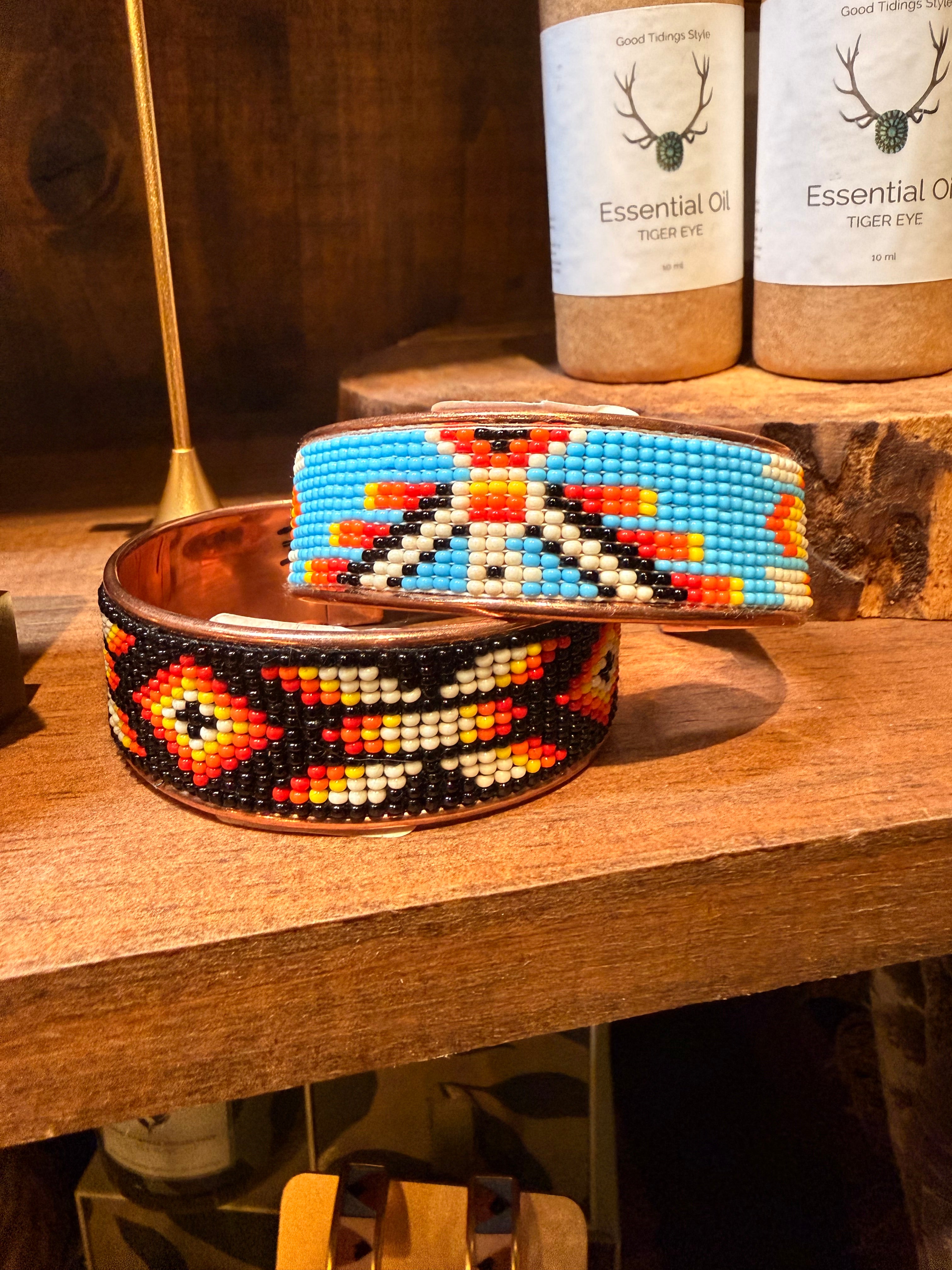 Copper Beaded Cuff Bracelet