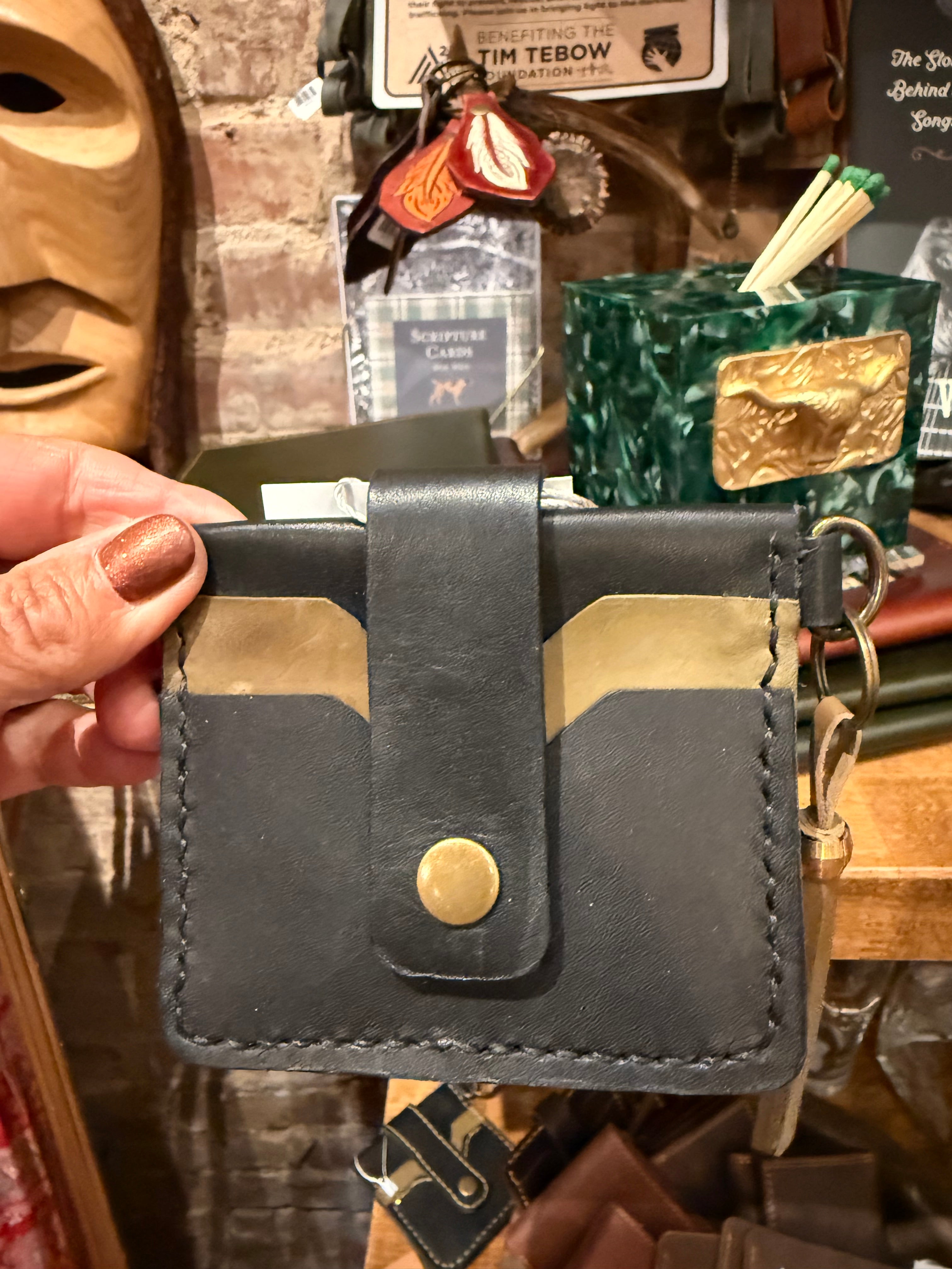 Leather Card Holder with Tassel and Clear Window