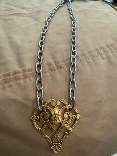 Silver Gold Necklace with Decorative Heart
