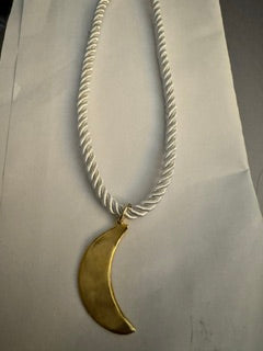 Grey Rope Necklace with Moon Pendant