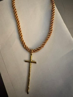 Taupe Necklace with gold cross