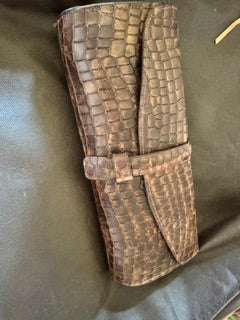 Brown Crocodile Clutch