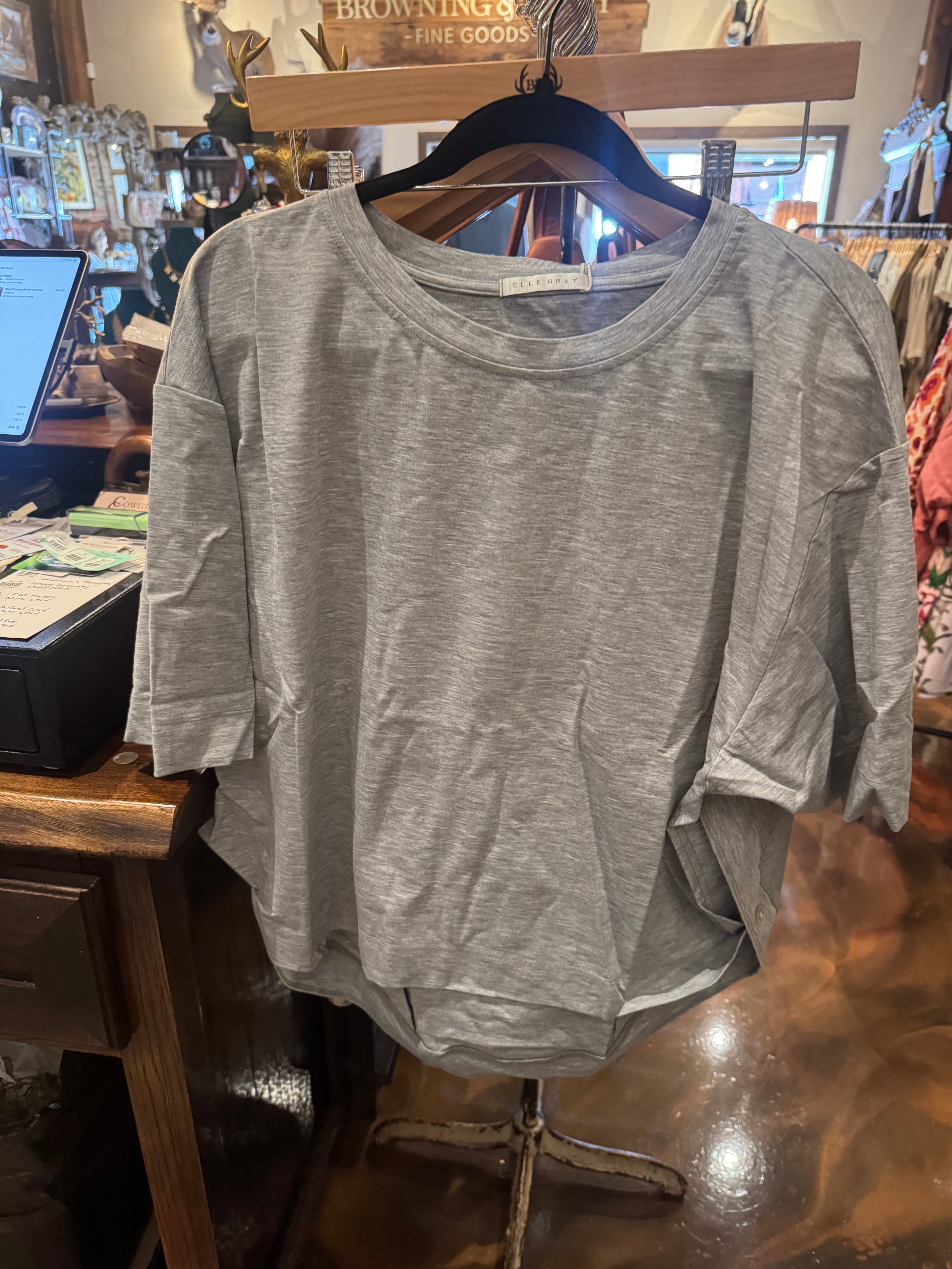 Relaxed Heather Grey Modern Hemmed Top