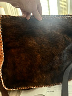 British Tan Calf Leather purse with Fur on one side