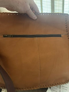 British Tan Calf Leather purse with Fur on one side