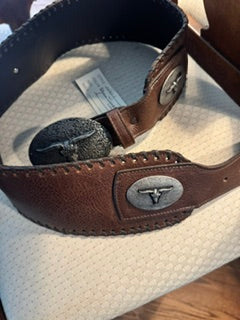 Dark Brown Bison Belt with Concho's